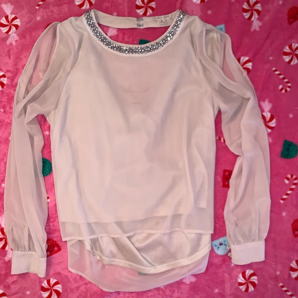 Cream Blouse with stone accent shoulder out style